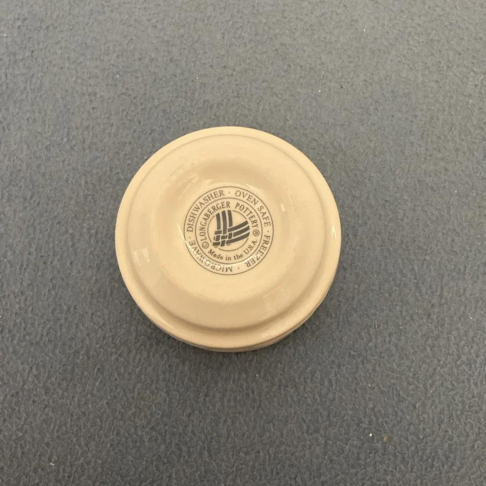 VINTAGE LONGABERGER POTTERY WOVEN TRADITIONS BLUE. STACKABLE RAMEKIN CUSTARD CUP